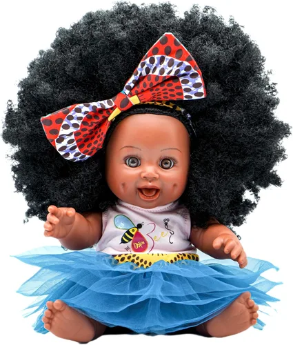 Vista 11 de Orijin Bees Curly Swizzy Bee - Muñeca Biracial negra de 12 pulgadas con pelo rizado