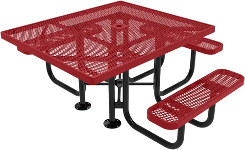 Vista 30 de COATEDOUTDOORFURNITURE Mesa de picnic cuadrada de 46 pulgadas, expandida, color negro