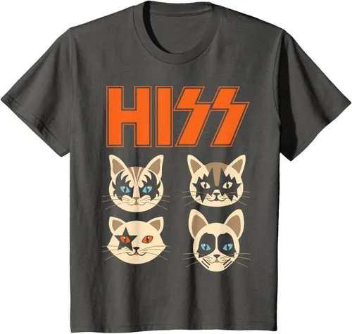 Vista 70 de Camiseta Hiss Funny Cats Kittens Rock Rockin, Negro