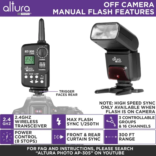 Vista 3 de Altura Photo AP-305C Flash para Canon 2.4G E-TTL y disparador manual inalámbrico HSS para Canon EOS R R5 R6 R7 R8 RP 90D 80D 70D SL2 T7I T6 T6I 5D