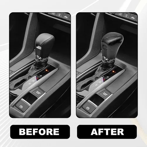 Vista 4 de Funda de Decoración de Cambio Negra para Transmisión Automática, Accesorios de Adorno para Palanca de Cambio Compatible con Honda Civic de 10ª