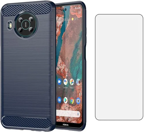 Vista 10 de Asuwish Funda para Nokia X100 5G con protector de pantalla de vidrio templado y accesorios para celda, silicona protectora delgada de goma suave