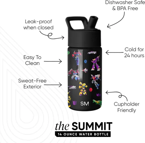 Vista 106 de Simple Modern DC Comics Batman - Botella de agua para niños con tapa con pajilla, vaso aislado de acero inoxidable de 14 onzas para niños, vaso a