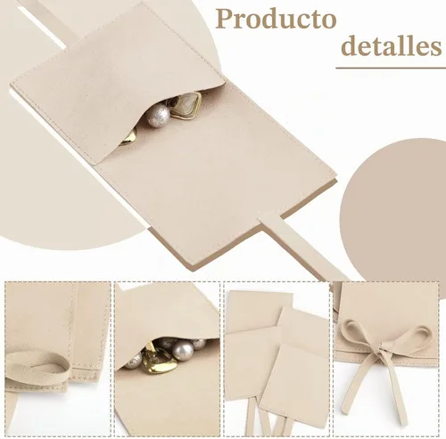 Vista 3 de Lothee 40 piezas de bolsa de joyería de microfibra de 8x8 cm, bolsas de regalo pequeñas de lujo con lazo de microfibra para embalaje de pulseras