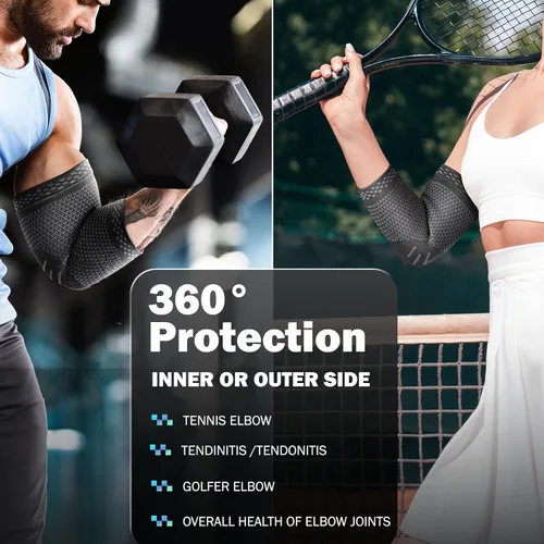 Vista 2 de POWERLIX - Codera de compresión para el codo - Manga de compresión para tendinitis, codo de tenista y tratamiento para el codo de golfista