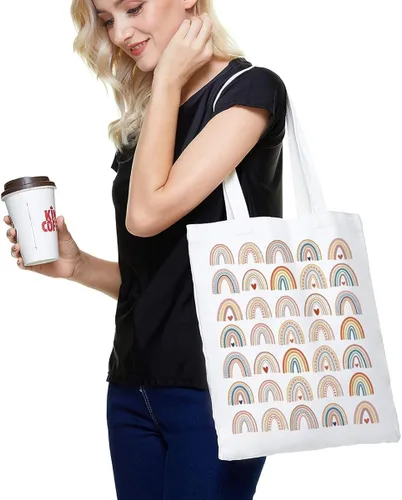 Vista 5 de Regalos inspiradores para mujeres, bolsas de arco iris para niñas, bolsa de mano bohemia de arcoíris para ella, pared de arcoíris, regalos