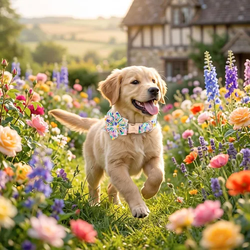 Vista 6 de Lionheart Glory Collar de perro con flor – Collar de perro con patrón floral colorido, collares suaves y resistentes para mascotas para perros