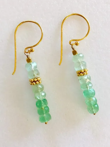 Vista 5 de Aretes de piedra lunar verde lima, aretes de piedra lunar degradada, delicados colgantes de piedra lunar, aretes de piedras preciosas, novia, oro