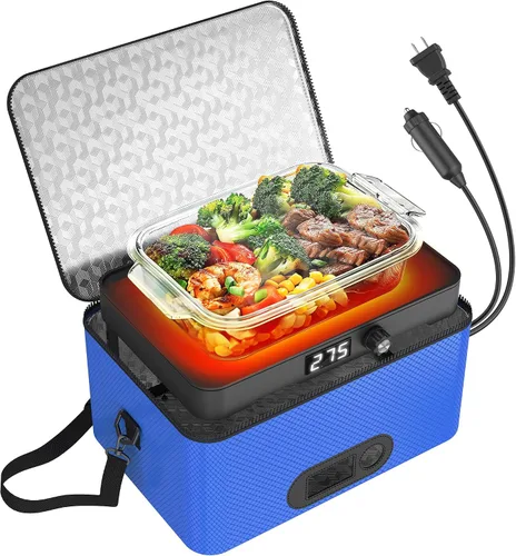 Vista 13 de Horno portátil, calentador de alimentos portátil de 12 V 24 V 110 V-240 V para automóvil, horno portátil personal, mini lonchera eléctrica
