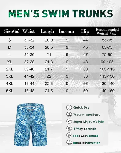 Vista 6 de APTRO Traje de baño para hombre de 9 pies, de secado rápido, elástico, para playa, traje de baño