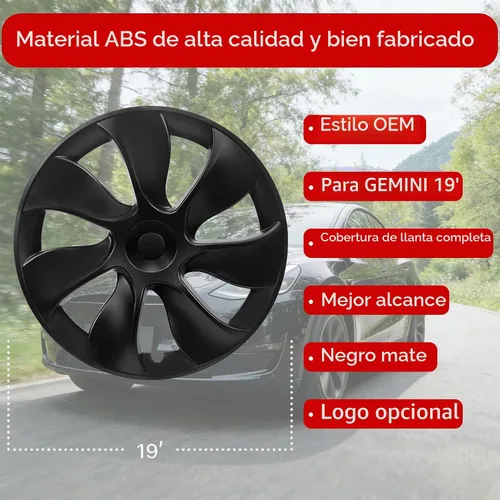 Vista 2 de KAVANIC 4 piezas de cubierta de rueda Compatible con Tesla Model Y 19 pulgadas 2020-2024 ABS tapacubos estilo cuchilla negro mate Compatible