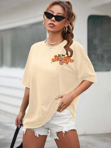 Vista 3 de Camisetas de otoño de gran tamaño para mujer, camiseta de otoño de The Saeson, camisetas divertidas con gráficos de calabaza, camisetas sueltas