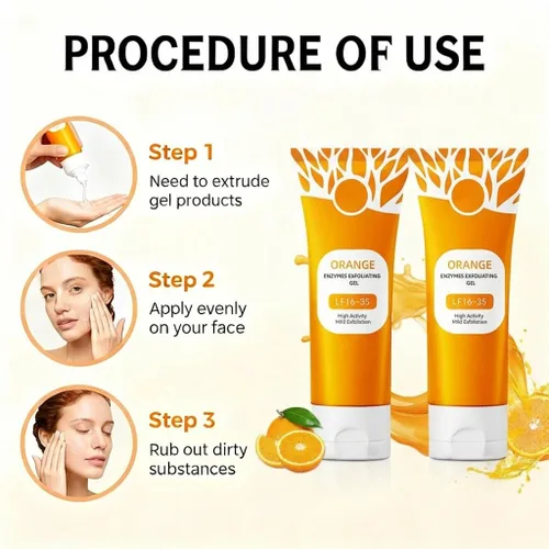 Vista 5 de Gel exfoliante naranja, gel exfoliante de enzima naranja para cara y cuerpo, estiramiento de la piel y reducción de puntos negros, exfoliante