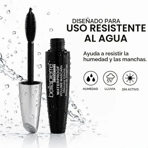 Vista 4 de bellapierre Máscara voluminizadora impermeable - Negro intenso, a prueba de manchas, definición de pestañas de larga duración