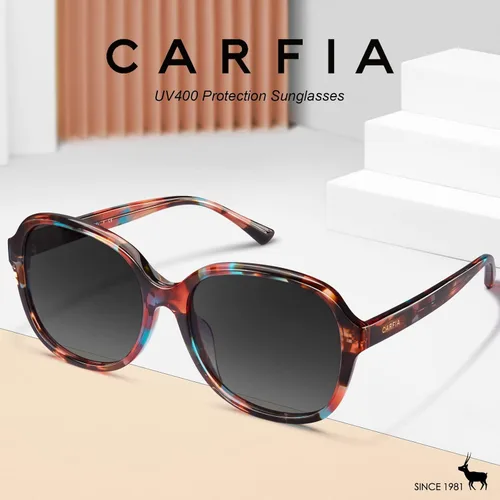 Vista 3 de Carfia Gafas de sol polarizadas de acetato para mujer, cubierta grande, marco de flores de moda, lentes de protección UV400 2024