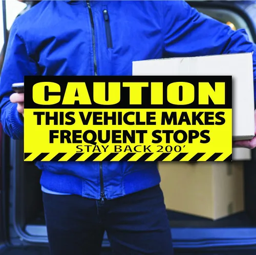 Vista 2 de Caution This Vehicle Makes Frequent Stops Stickers Stay Back - Adhesivo para parachoques de 200 pies, calcomanía de entrega para conductores