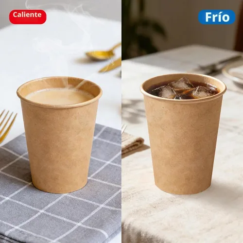 Vista 5 de BYSNOW Paquete de 200 vasos de papel kraft de 10 onzas, tazas de café de papel desechables, tazas de café marrones sin blanquear para bebidas