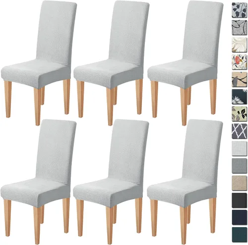 Vista 18 de Dioxide Fundas de Silla de Alto Estirar para Sillas de Comedor, Juego de Fundas de Silla de Comedor Lavables de 4, Fundas de Asiento de Silla