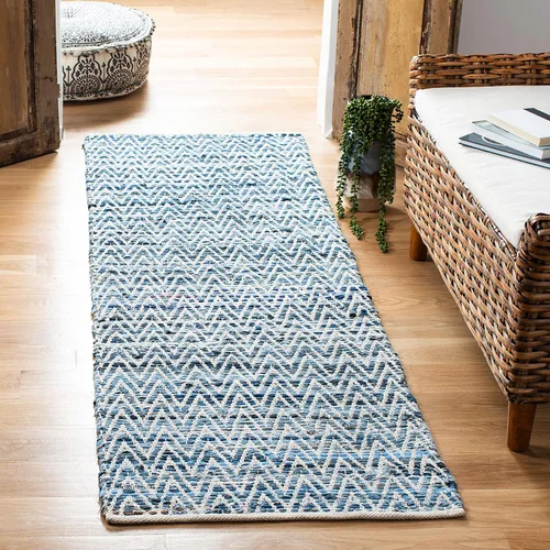 Vista 7 de Safavieh Colección Montauk - Alfombra de área de 5 x 8 pies, azul, hecha a mano, ideal para zonas de alto tráfico en sala de estar, dormitorio