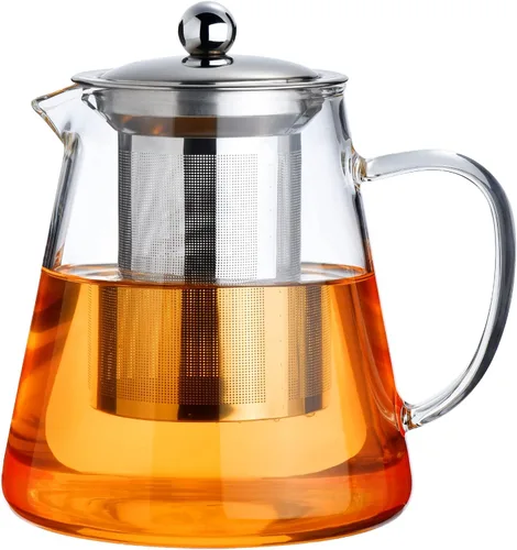 Vista 10 de PARACITY Estufa de vidrio de 32 onzas, tetera transparente de borosilicato con infusor extraíble de acero inoxidable 18/8, tetera de hojas sueltas
