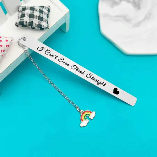 Vista 5 de Regalo de orgullo gay, divertido regalo LGBT I Can't Even Think Straight Marcador lesbiana regalo para novia, esposa, aniversario, día de San