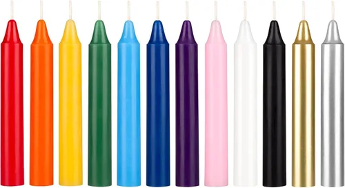 Vista 8 de Mega Candles 12 velas rectas sin perfume de colores surtidos supremos, velas de cera hechas a mano de 10 pulgadas x 7/8 pulgadas, campanadas
