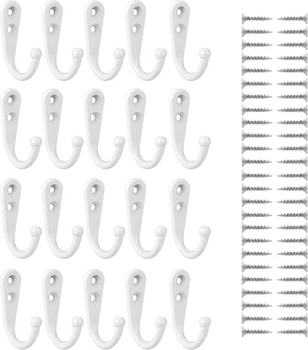 Vista 9 de eBoot - Gancho de pared para bata, Colgador para una sola ropa - 20 unidades y 50 tornillos (Bronce), Negro
