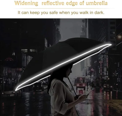 Vista 7 de Bodyguard Inverted Umbrella, Large Windproof Umbrellas for Rain & Sun, Compact Umbrella Reverse Umbrella with Reflective Stripe, Teflon Umbrella for