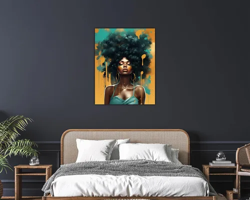 Vista 183 de Arte de pared afroamericano, decoración de rey y reina bailarín negro para sala de estar, arte de pareja de amor negro para dormitorio, lienzo