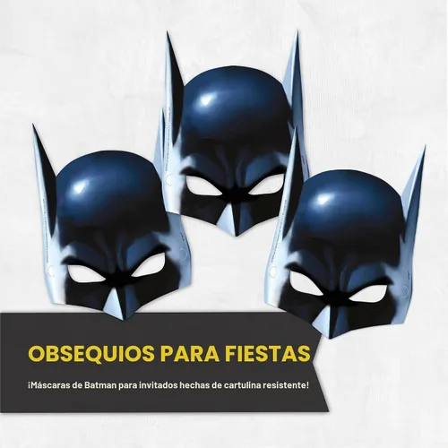 Vista 6 de Decoraciones de cumpleaños de Batman para fiesta con máscara de recuerdo
