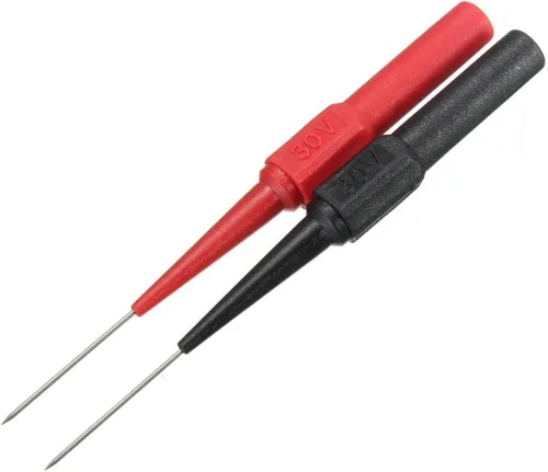 Vista 6 de TP161RDx5 - Aguja de perforación de aislamiento no destructiva, sondas de prueba de pin de 0.157 in para probador de coche, rojo/negro