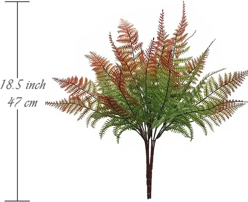 Vista 5 de Plantas de helecho artificiales, arbustos de plástico falsos, arbustos de hierba, helechos, hojas, decoración para el hogar, interior, exterior