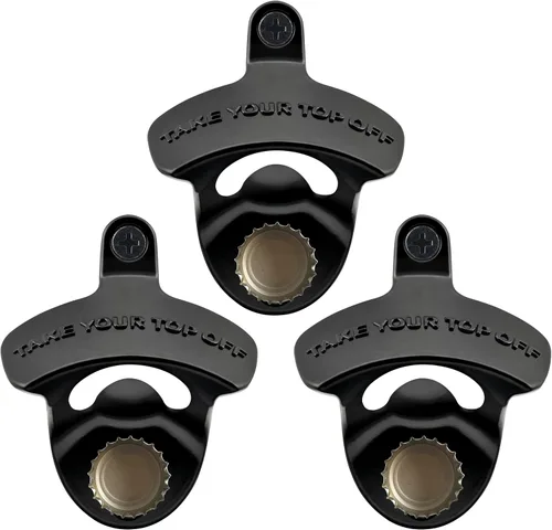 Vista 11 de Abrebotellas de bronce montado en la pared con imanes, acero inoxidable magnético para quitar la parte superior de la cerveza de montaje para poste