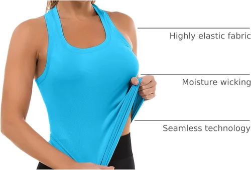 Vista 65 de MathCat Camisetas de entrenamiento para mujer, sin costuras, básicas, sin mangas, con espalda cruzada, atlética, yoga, correr, uso diario