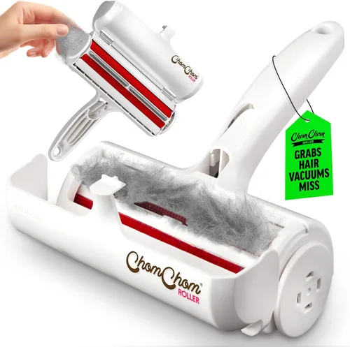 Vista 12 de ChomChom Roller Removedor de pelo de mascotas – Rodillo de pelusa reutilizable de tamaño original para gatos y perros en muebles, sofá, alfombra