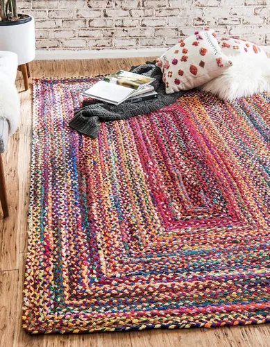 Vista 41 de Unique Loom Colección Trenzada Chindi - Alfombra de área (1 pie 2 pulgadas x 6 pies 1 pulgada, pasillo, multi/azul)