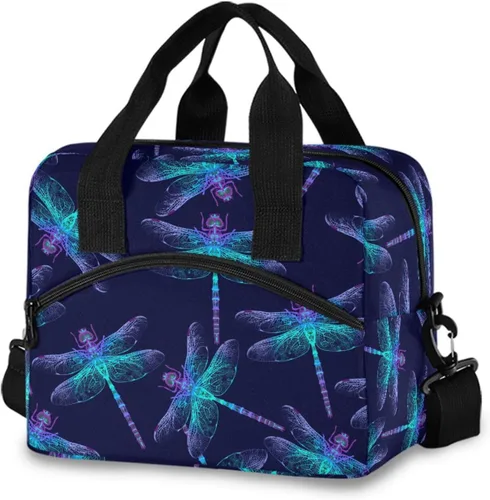 Vista 10 de Lonchera con estampado azteca, lonchera de gran capacidad para hombres y mujeres, bolsa cruzada aislada para el almuerzo reutilizable