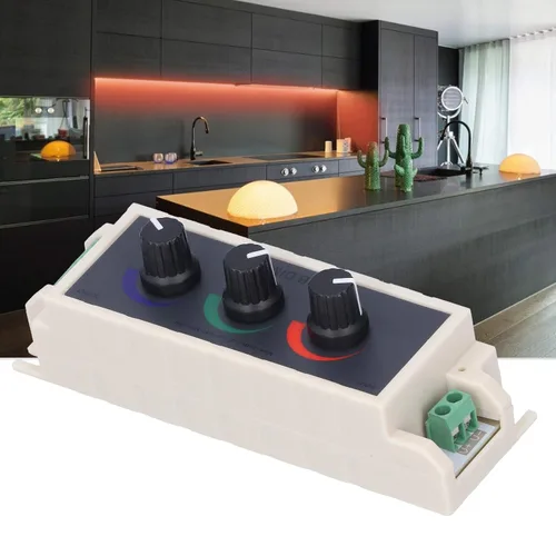 Vista 3 de Controlador RGB, atenuador de perilla RGB ajustable de 3 canales, para módulos RGB, tira de luz LED