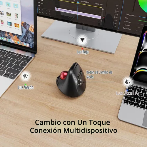 Vista 4 de MicroPack Ratón inalámbrico ergonómico con Trackball y 5 DPI ajustables, fácil control del pulgar, seguimiento preciso y suave. Ratón Bluetooth