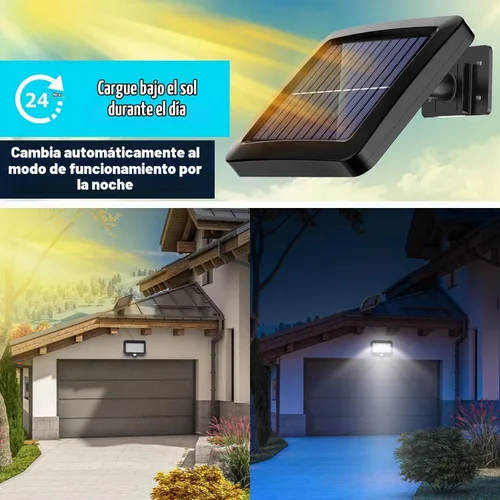 Vista 3 de MPJ Luz solar para exteriores, 56 luces LED solares exteriores con detector de movimiento, IP65 impermeable, ángulo de iluminación de 120°, luz