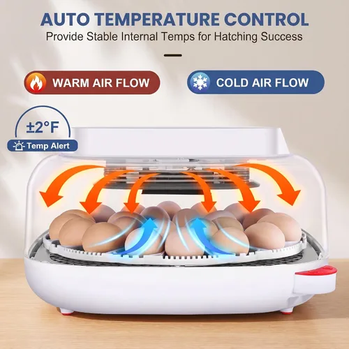 Vista 4 de Sailnovo 24 Egg Incubators for Hatching Eggs, 360° View with 4 Modes, Blue