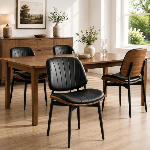 Vista 45 de YaFiti Juego de 2 sillas de comedor, modernas sillas de cocina de piel