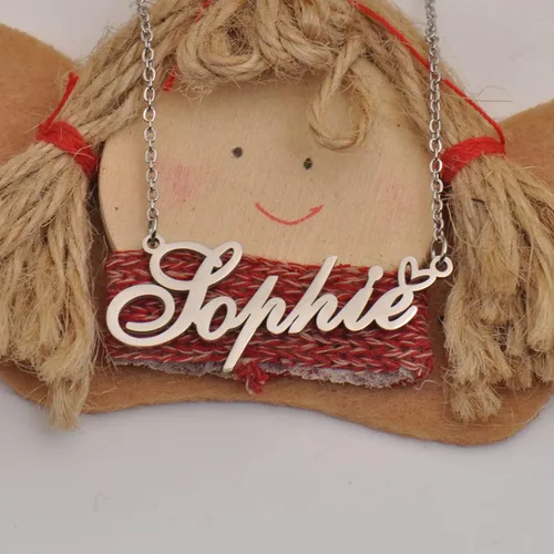 Vista 4 de HUAN XUN Collar personalizado con cualquier nombre personalizado para mujeres y niñas en oro y plata, Acero inoxidable, Acero inoxidable