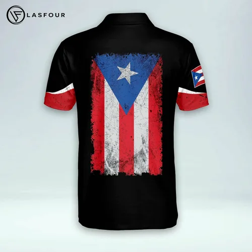 Vista 3 de LASFOUR Camisetas personalizadas de Puerto Rico 3D para hombre camisas personalizadas del orgullo puertorriqueño polo de Puerto Rico para hombre