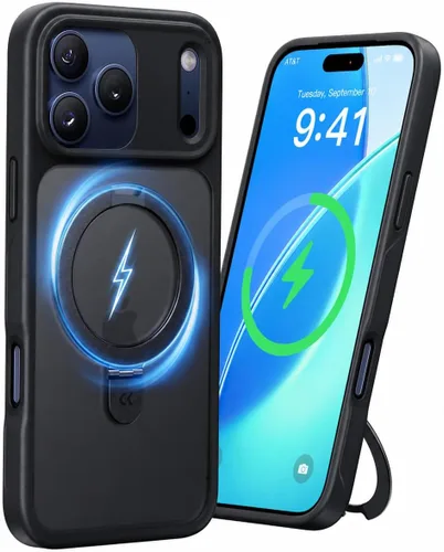 Vista 34 de CASEKOO - Funda diseñada para iPhone 14 Pro con soporte magnético invisible [protección contra caídas de grado militar] [compatible con MagSafe]