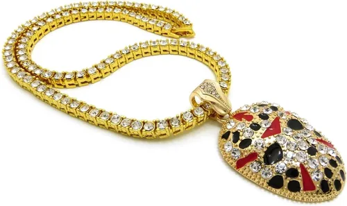Vista 5 de Pyramid Jewelers - Colgante de máscara para hombre, diseño de Hip Hop de 24.0in, con cuerda, 1 fila de circonita cúbica