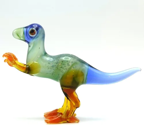 Vista 8 de T-rex Tyrannosaurus Dinosaurio Pequeñas Figuras en miniatura pintadas a mano de vidrio soplado de animales de arte coleccionable, regalo
