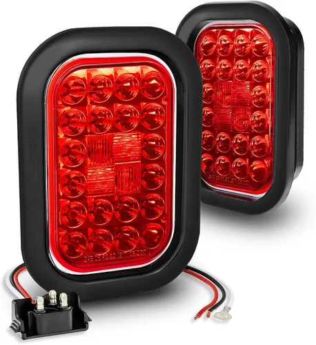 Vista 14 de TRUE MODS Kit de Luces Traseras LED Rectangulares Ámbar de 5x3 3x5 Pulgadas para Remolque [DOT FMVSS 108] [SAE I6 P P2] [Arandelas/Conectores]