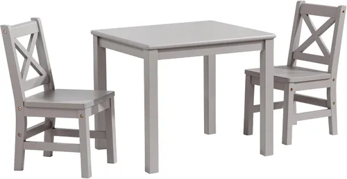 Vista 13 de eHemco Juego de mesa y silla de madera maciza para niños, café, 3 piezas