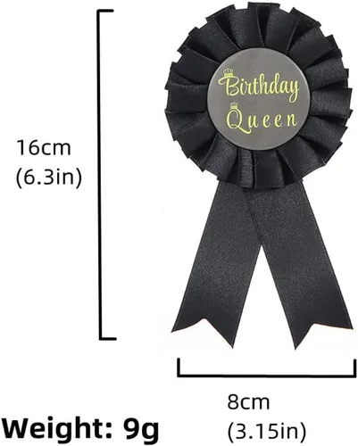 Vista 2 de Cinta de satén con texto en inglés "It's My Birthday", pin de hojalata de tela de satén para mujeres, hombres, niñas y niños, broche con diseño